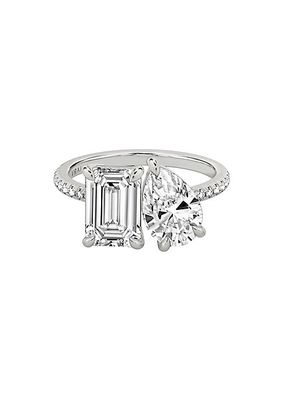 Toi Et Moi 18K White Gold & 3.63 TCW Lab-Grown Diamond Engagement Ring