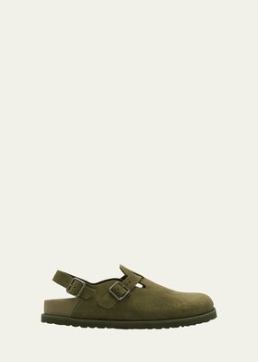 Tokio Suede Buckle Slingback Clogs