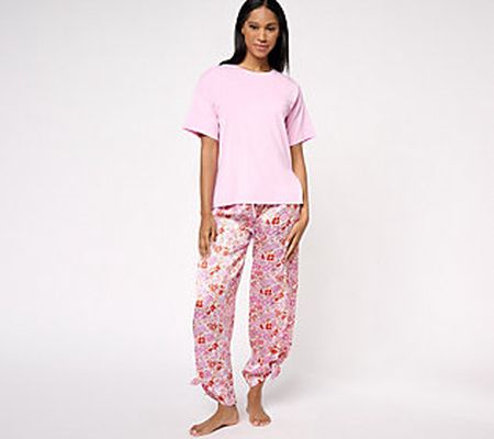 Tolani Collection Relaxed Tee & Side Tie PantsPajama Set