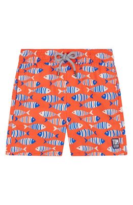 Tom & Teddy Kids' Fish Swim Trunks in Striped Orange