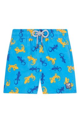 Tom & Teddy Kids' Gecko Swim Trunks in Blue/Orange