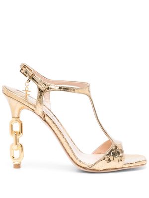 TOM FORD 115mm chain-heel leather sandals - Gold