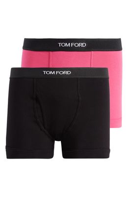 TOM FORD 2-Pack Cotton Jersey Boxer Briefs in Black/Hot Pink