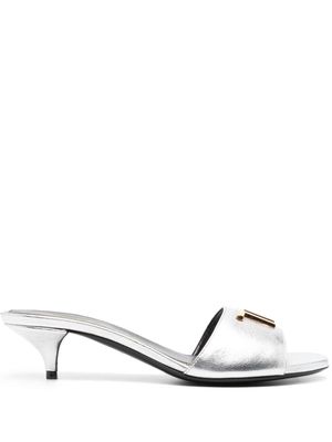 TOM FORD 50mm logo-plaque leather mules - Silver