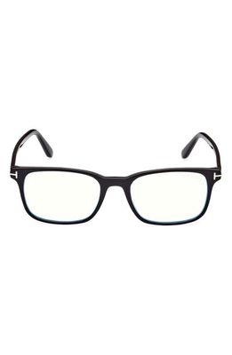 TOM FORD 51mm Square Blue Light Blocking Reading Glasses in Shiny Black