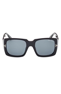 TOM FORD 51mm Square Sunglasses in Shiny Black /Blue