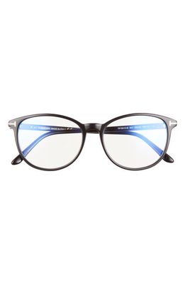 Tom Ford 53mm Cat Eye Blue Light Blocking Glasses in Shiny Black