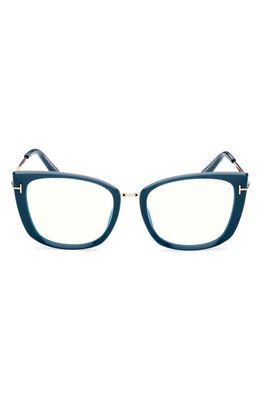 Tom Ford 53mm Cat Eye Blue Light Blocking Glasses in Turquoise/Other