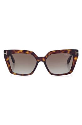 TOM FORD 53mm Polarized Cat Eye Sunglasses in Dark Havana /Brown Polarized