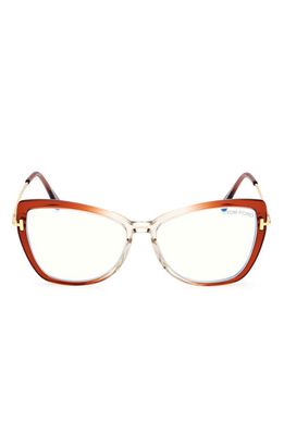TOM FORD 55mm Butterfly Blue Light Blocking Glasses in Orange/other