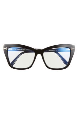 Tom Ford 55mm Cat Eye Blue Light Blocking Optical Glasses in Black /Blue Block Lenses