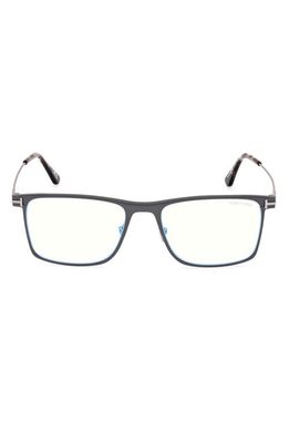 TOM FORD 55mm Square Blue Light Blocking Glasses in Grey/other