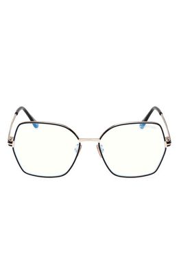 TOM FORD 56mm Butterfly Blue Light Blocking Glasses in Pale Gold