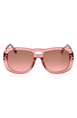 TOM FORD 56mm Gradient Aviator Sunglasses in Shiny Pink /Gradient Brown