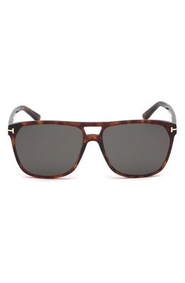 Tom Ford 59mm Shelton Polarized Square Sunglasses in Red Havana/Smoke