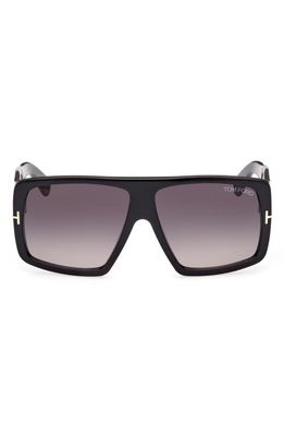 TOM FORD 60mm Square Sunglasses in Shiny Black /Gradient Smoke