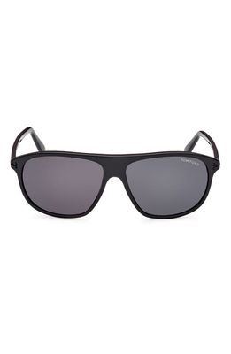 TOM FORD 60mm Square Sunglasses in Shiny Black /Smoke