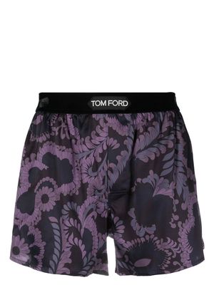 TOM FORD '70s paisley floral swim shorts - Purple