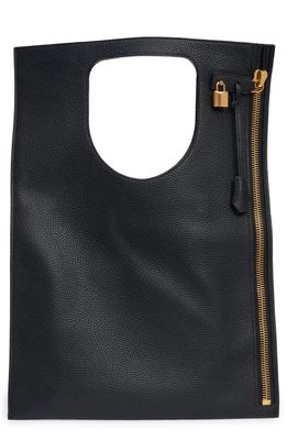 TOM FORD Alix Grained Leather Flat Shoulder Bag in Black