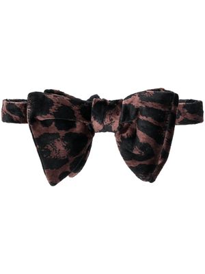 TOM FORD animal-print cotton bow tie - Brown