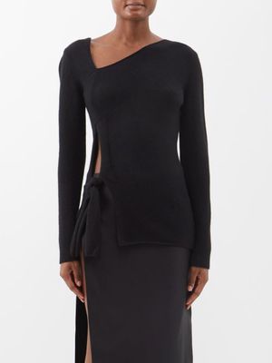 Tom Ford - Asymmetric Cashmere-blend Side-tie Sweater - Womens - Black
