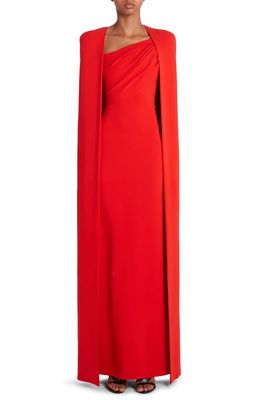 TOM FORD Asymmetric Neck Silk Georgette Gown in Blood Orange