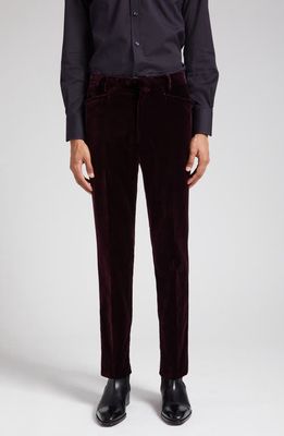 TOM FORD Atticus Compact Light Velveteen Trousers in Mulberry
