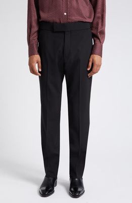 TOM FORD Atticus Wool Plain Weave Trousers in Black