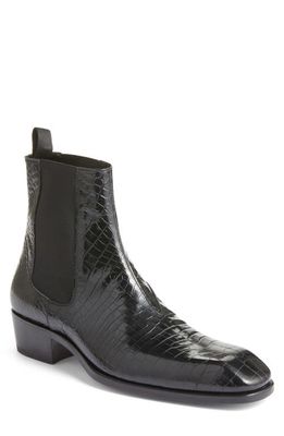 TOM FORD Bailey Croc Embossed Chelsea Boot in Black