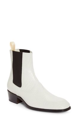 TOM FORD Bailey Croc Embossed Chelsea Boot in Porcelain