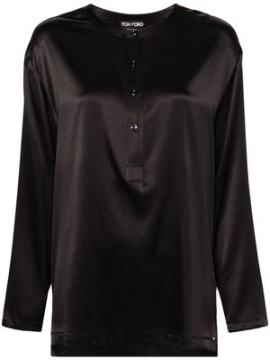 TOM FORD band-collar satin blouse - Black