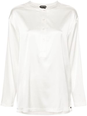 TOM FORD band-collar satin blouse - White