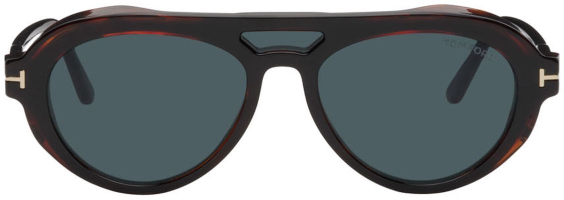 TOM FORD Black & Tortoiseshell Clip-On Glasses