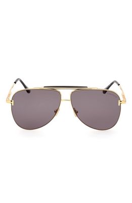 TOM FORD Brady 60mm Pilot Sunglasses in Shiny Deep Gold /Smoke