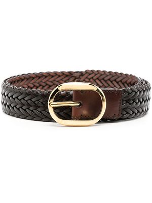 TOM FORD buckle-fastening woven leather belt - Brown