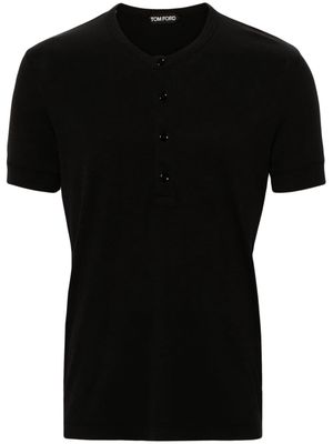 TOM FORD buttoned ribbed-knit T-shirt - Black