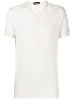 TOM FORD buttoned ribbed-knit T-shirt - White