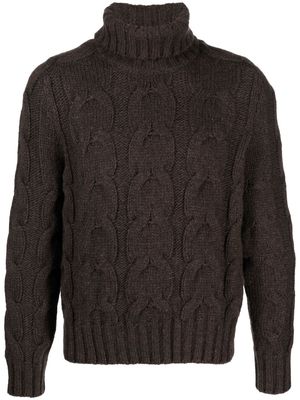 TOM FORD cable-knit roll-neck jumper - Brown