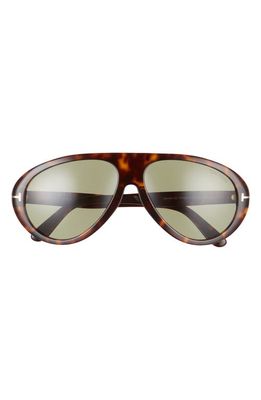 Tom Ford Camillo 60mm Pilot Sunglasses in Dark Havana /Green