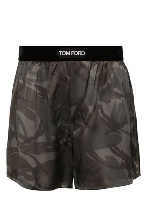 TOM FORD camouflage-pattern silk boxer briefs - Green