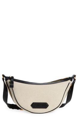 TOM FORD Canvas & Leather Crossbody Bag in Rope/Black