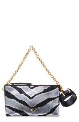 TOM FORD Carine Sequin Zebra Stripe Clutch with Removable Cuff in 7Ng01 Black/Silver/Black
