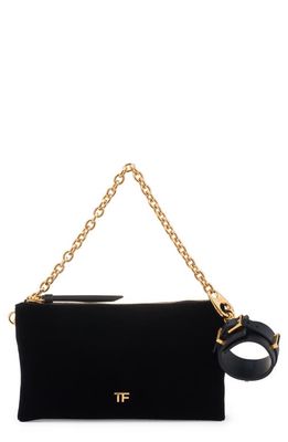 TOM FORD Carine Velvet Clutch with Removable Leather Cuff in 1N001 Black
