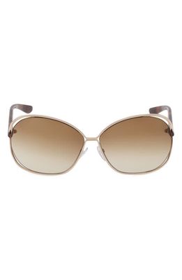 TOM FORD Carla 66mm Oversized Round Metal Sunglasses in Shiny Rose Gold /Brown