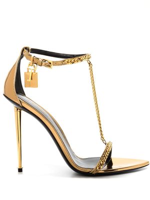 TOM FORD chain-link leather sandals - Gold