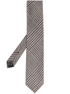 TOM FORD check-pattern silk tie - Brown