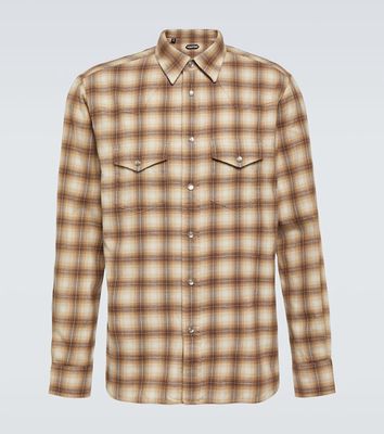 Tom Ford Checked cotton blend Oxford shirt