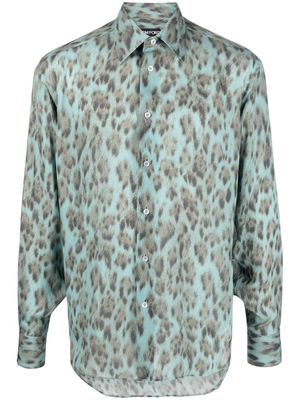 TOM FORD cheetah-print silk shirt - Blue