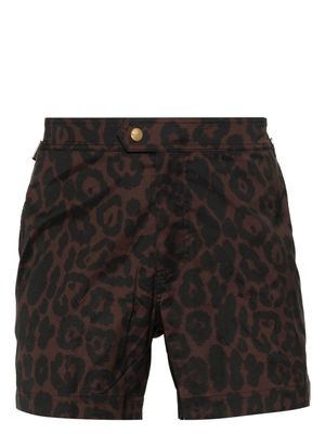 TOM FORD cheetah-print swim shorts - Brown