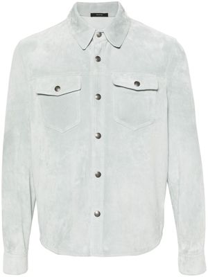 TOM FORD classic-collar suede jacket - Blue